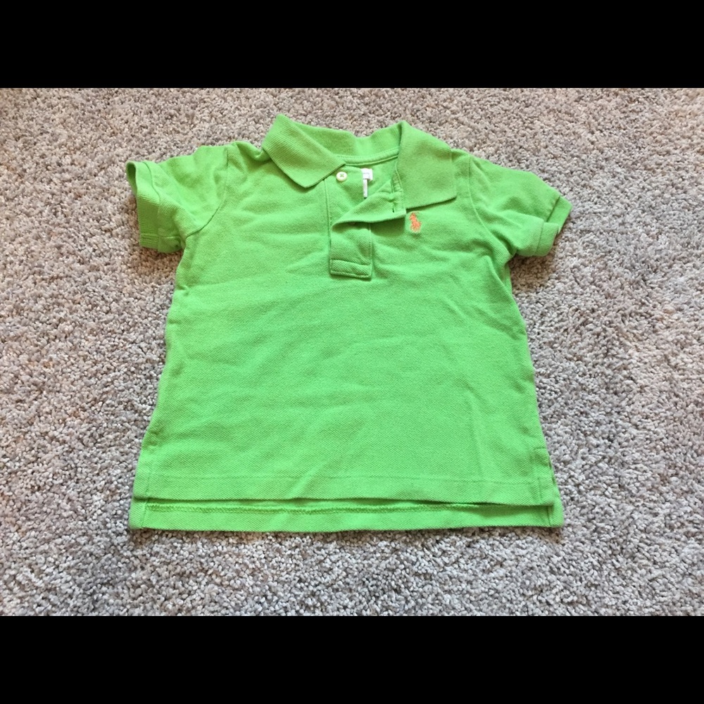 Ralph Lauren Boys 12 month Lime Green Polo Shirt with Orange Pony
